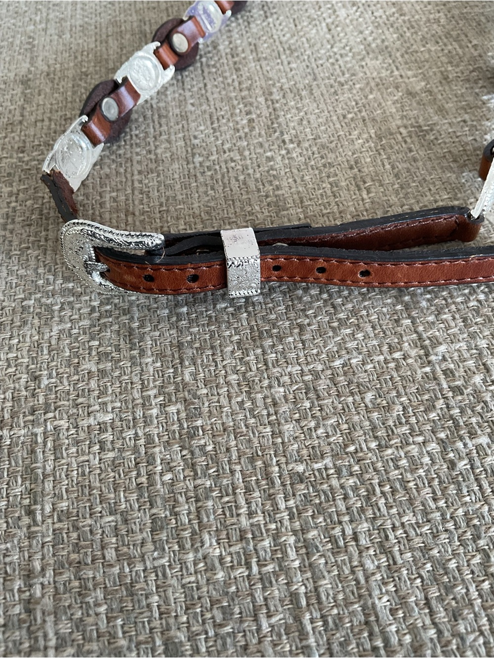 Braided Leather Concho Hat Bands - Black and Brown - Picture 5 of 8
